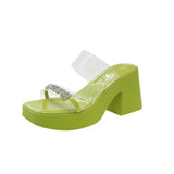 Breakj Design Sense Transparent One Word With Thick Platform Thick Heel Sandals Female 2023 Summer New Fashion Increased