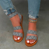 Leopard Sandals 2021 Summer Print Female Flats Shoes Comfort Slip On Ankle Strap Ladies Sandalias Casual Woman