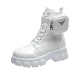 Breakj 2025 New With Round Head Thick-Bottomed Short-Sleesize Female English Style Martin