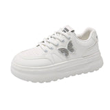 Breakj Water Drill Small White Shoes Women's Autumn 2025 Fashion Round Head Thick-Soled Casual Women's Shoes Korean Version Of Student Pu