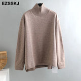 Winter splitside oversize thick Sweater pullovers Women 2021 loose cashmere turtleneck big size Sweater Pullover