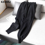 autumn winter chic Harem Pants Women Loose Trousers female Knitted Pants knit Trousers With Pockets Radish