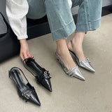 High Heels Red Baotou Sandals Fairy Shoes 2024 New Summer Black French Pointed Sandals