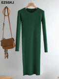 Autumn Winter basic Maix Sweater dress women solid bodycon Thick dress Female Jumper O-neck slim knit dress Long