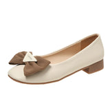 Single Shoes Women's Shoes With One Foot Shallow Mouth Women's Shoes 2023 Autumn New Style French Style Bow-Tie Women's Bean