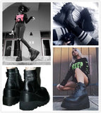 Design 2023 Big Sizes 43 Platform High Heels Cosplay Fashionable Autumn Winter Wedges Shoes Ankle Boots Women Booties