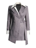 Australian Show Splicing Color Design Suit Suit 2025 New Personality High-End Feeling Buckle Waist Suit Jacket