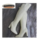Leather Knee High Boots Women Sexy Chunky High Heels Long Boots Female Winter Party Shoes Cowboy Knight