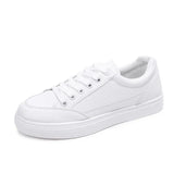 Summer New Leather Face Pure Color Flat Shoes Women's Students Light Women's Casual Sports Small White