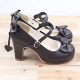 The New High-heeled Cute Bow Tie Sweet Lolita Girls Love Solid Round Princess Shoes More Softer