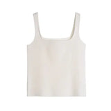 quality chic basic U-NECK Summer white knit Women tank top sexy sleeveless t-shirt vintage top casual crop top t