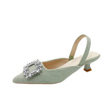 Breakj Sandals Women's 2025 New French Gentle Water Diamond Head After Tripling Coarse Heel High Heel High Heel
