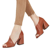 Breakj Fish Mouth Coarse Heel Sandals Women's New British Wind Side High Heel Single Shoes