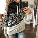 Hooded Sweatshirt Gradient Printed Long Sleeve Turtleneck Hoodies Female Leopard Print Warm Pocket Pullovers