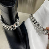 Women's Martin Boots Fall Casual Thick Bottom Spuare Toe Women Short Boots Black Chain Short Tube Knight Boots Single