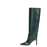Knee High Boots Women Brand Quality Women's High Boots Pointed Toe Western High Heels Fashion White Long Boots