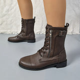 Breakj And Winter New Lady Martin Boots Front With Solid Color Low-Hee Color Boots Large