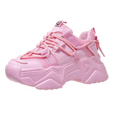 Sneakers Women 2021 New Fashion Height Increasing Chunky Shoes Solid Pink Black Girls Casual Sneakers