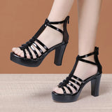 Thick-Heeled Roman Open-Toed Sandals Women's 2023 Summer New Thick-Soled Waterproof Platform With Large Size Fish Mouth
