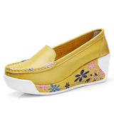 Shoes Loafers For Women 2021 Wedges Sneakers Floral Single Woman White Shoes Platform Breathable Female Vulcanized