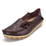 Women Flats Shoes New Moccasins Lady Genuine Leather Footwear Mother Loafes Flower Shoes Woman Soft Sole Ballet 43