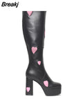 Platform Women Ankle Boots 2023 Antumn Winter Brand Design Heart Office Lady Comfy Women Modern Boots Shoes Bige Size