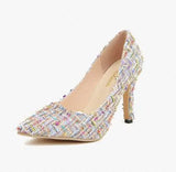 Ladies Pontied Toe Slip on High Heels Pumps Women Elegant Fashion Hot Sale Classic Office Lady Shoes Woman Zapatos De