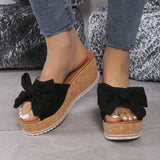 Breakj Bow Cold Slippers Women 2025 Summer New Comfortable Loose Cake Thick-Bottomed Slippers