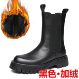 Breakj Boots Autumn Breathable Male High Top Leather Shoes Work Boots Korean British Style Ankle Boots