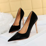 Breakj Sexy Slim Heel Ultra High Heel Silk Satin High Heel Shallow Pointed Heels Women's Singles
