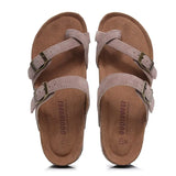 Women's Genuine Leather Mule Clogs Slippers High Quality Soft Cork Three Buckles Slides Footwear For Women