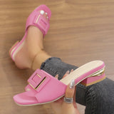 Breakj Button Fish Mouth Slippers Women 2025 Summer New Korean Version Of Large-Size Fashion Wearing A Word Drag Coarse And Cold