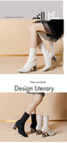 Women's Boots TGHDOF Fabric High Heel Autumn Sock Boots Women Fashion Zipper Pumps Pointed Toe Slip on Zapatos Para