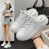 Semi-Slippers Women Wear Online Celebrity Ins Students' Korean Version In Spring 2024 With A Pair Of Breathable White
