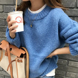 Sweater Women 2021 Autumn Winter Solid O Neck Pullover Sweaters Korean Style Knitted Long Sleeve Jumpers Casual