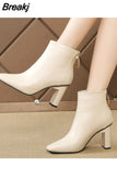Work Short Shoes for Women Brown Female Ankle Boots Very High Heels Heeled Footwear Y2k Comfortable and Elegant