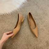Women Low Heel Pumps Spring Autumn Pointed Shallow Mouth Soft Sole Single Shoe Ladies Work Shoes Female Solid Casual Heels