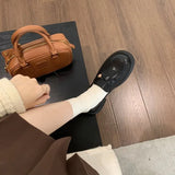 Breakj 2023 New Fashion Small Fragrant Wind Lacquer Leather Round Head Low Heel Single Shoes Women's Type Small Leather