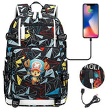 Anime ONE PIECE Schoolbag USB Charge backpack plugged into the headset cord backpack for boys and girl men women travel