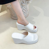 Breakj Summer New Rosin Platform Thick High Heel Wedge Slippers Large Size Women's