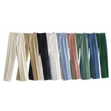 Women's Pants Chic Office Lady Solid Straight Casual Pants Vintage High Waist Zipper Fly Female Trousers Mujer