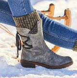 Martin Boots Winter 2021 Side Zipper Snow Boots Lace Up Women Shoes Size 43 Knitting Retro Ankle Boots Botas De