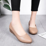 Fall New Women's Singles Shoes Slope Heel Comfortable Pointy Pea Shoes Middle Heel Working Mother Shoes