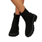 Breakj Plus Size Fashion Boots Women's New Elastic Fly Thick Socks Boots Casual Low Martin