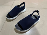 Breakj Summer New Thick-Soled Net Surface Knitted Fish Mouth Women's Sandals Large-Size One-Legged Pedal Women's