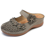 Women Shoes Roman Flat Casual Sandals Comfy Flower Sweet Women Sandals PU Durable Wedge Leather Platform Shoes Ladies Plus