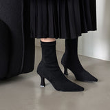 Breakj Short Boots Women Autumn And Winter Commute High And Bare Boots Korean Version Of Thin Skinny Boots Tips And Elastic Socks