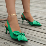 Breakj Heel Sandals Women 2024 Summer Pointed Fashion Bow Baotou Back Empty Thin Heel Fashion Women's
