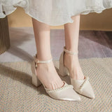 Breakj Temperament Famous High Heeled Shoes Head Coarse Heel Sandals Women 2025 Summer New Word With Hollow Single