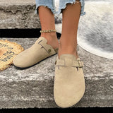 Breakj Slippers Women 2025 Summer New Large-Size Fashion Belt Buckle Lazy Foot Half
